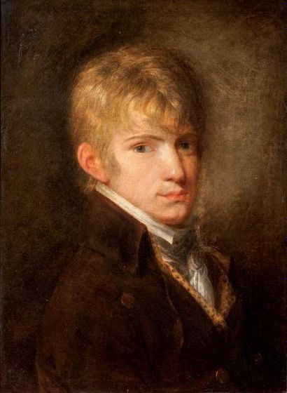 Attribué à MERRY-JOSEPH BLONDEL (1781-1853) «Homme à la cravate blanche» Huile sur...