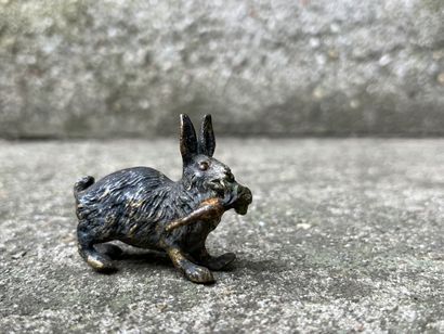 null Le lapin mangeant une carotte
Bronze de Vienne polychrome, signé GESCHÜTZT?...