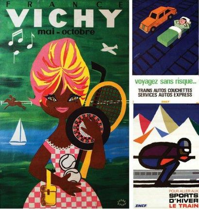null Voyagez sans risques/ Sports d'Hiver/ Vichy Lot de 3 Aff.N.E./ Lot of 3 Posters...