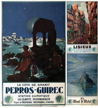 null Lot de 3 affiches - Mont-Saint Michel, Lisieux, Perros Guirec Divers états/...