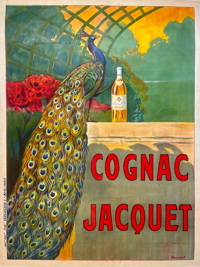 BOUCHET Camille. Cognac Jacquet. 1887. Lithographic poster. Impie Publté Etablts...