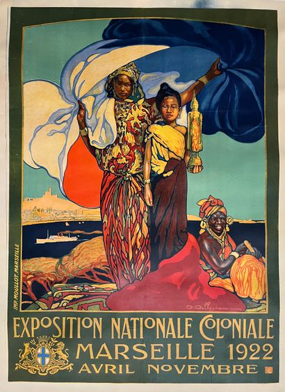 DELLEPIANE David. Exposition Nationale Coloniale Marseille 1922. Lithographic poster....