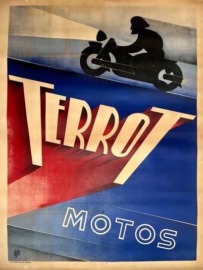 PETIT Lucien. Terrot motorcycles. Circa 1937. Lithographic poster. Imp. Gerin. Dijon...