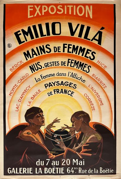 VILA Emilio. Exposition Mains de Femmes. Galerie La Boétie. 1920. Affiche lithographique....