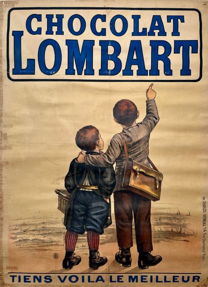ANONYME. Chocolat Lombart. Tiens voilà le meilleur. Circa 1895. Affiche lithographique....