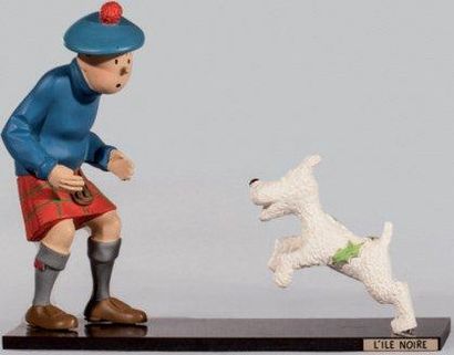 null Tintin et Milou dans l'Île Noire. Statuette 15 cm sur socle métal, sans la boîte...