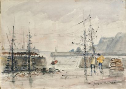 Georges ROUAULT (né en 1904) Le port d'Andorra
Aquarelle et encre, signée en bas... Gazette Drouot