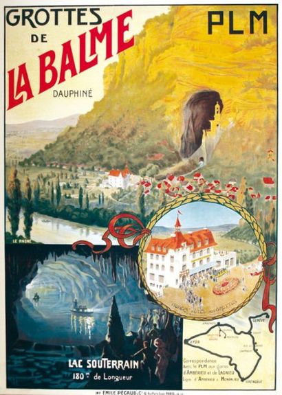 JACQUIER Grottes de la Balme PLM. Ligne d'Ambérieu à Montalieu. Pécaud & Cie Paris...
