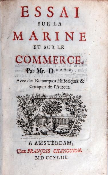BOUREAU-DESLANDES (André-François) Essai sur la marine et sur le commerce. Avec des...