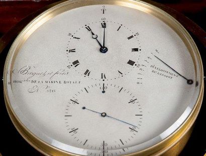 null Chronomètre de marine huit jours n° 3218 de BREGUET. Il est à un barillet fusée...