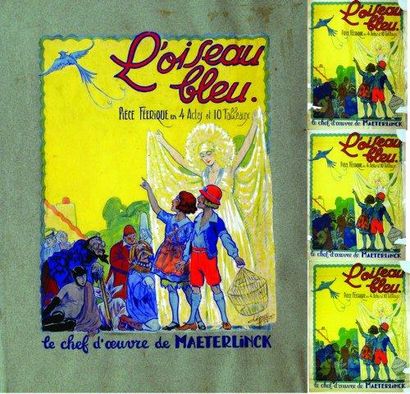 null L'Oiseau Bleu 1924 - CLERICE Lot de 3 Aff. N.E. & 1 Gouache / Lot of 3 Posters...