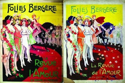 null Folies Bergère 1914 - CLERICE Lot de 1 aff. N.E. & 1 Gouache / Lot of 1 aff....