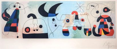 d'après Joan MIRÒ (1893-1983) Sur 4 murs Lithographie d'interprétation en couleur...