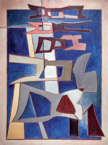 Alberto MAGNELLI (1888-1971) Relations secrètes, 1938 Huile sur toile Signée en bas...