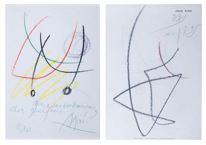 Joan MIRO (1893-1983) Sans titre, 1972 Crayon gras recto verso sur papier à en-tête...
