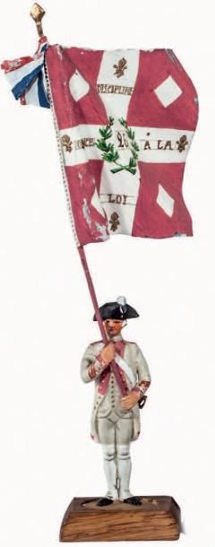 null Révolution. Le drapeau du 26ème régiment d'infanterie 1791 (1 fig.) Socle b...