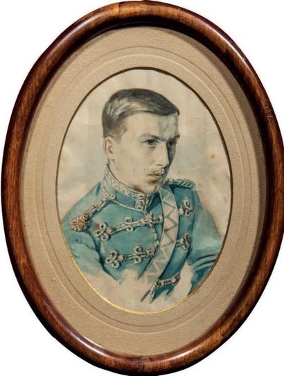 ANONYME Portrait en buste d'un officier des hussards de la Russie impériale, règne...