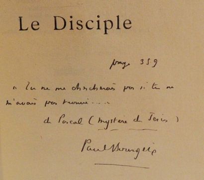 BOURGET Paul Le disciple. Alphonse Lemerre Editeur Paris 1889. E.O. L'un des 100...