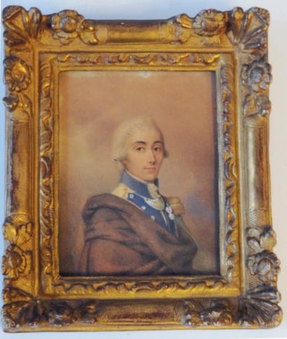 École FRANÇAISE du XVIIIe siècle «Portrait présumé du comte de Villeneuve, capitaine...