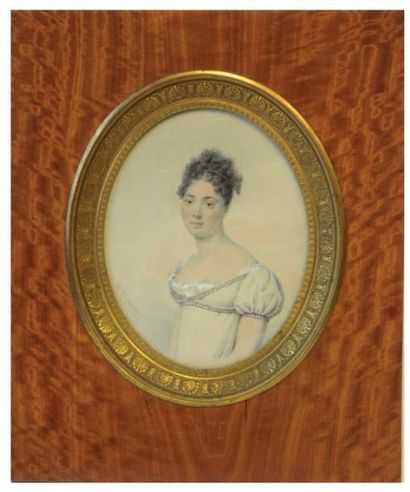 VINCENT Antoine Paul (c.1806 - c.1895) «Portrait présumé de Juliette Récamier» Miniature...