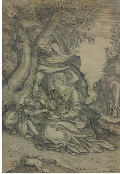 Bernardino Passeri (vers 1540-1590) Repos pendant la fuite en Égypte. (La Ste Vierge...
