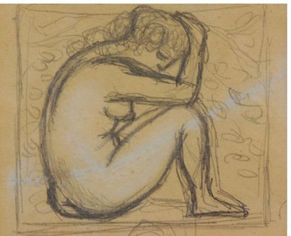 Aristide MAILLOL (1861-1944) Femme assise de profil Crayon Conté - Non signé 8 x...