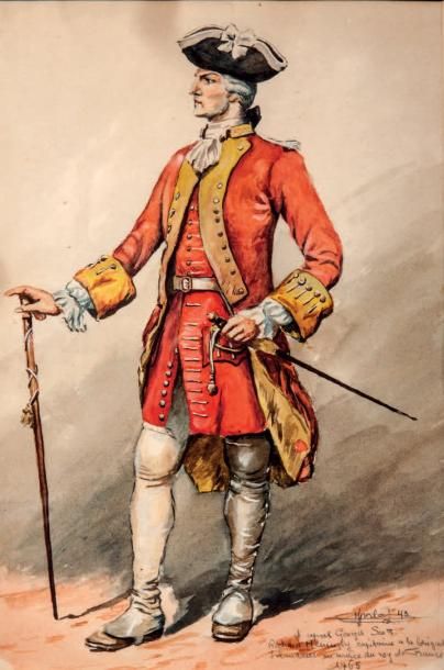 GIRBAL. (Jack) Portrait en pied de Richard Hennesy capitaine à la brigade irlandaise...