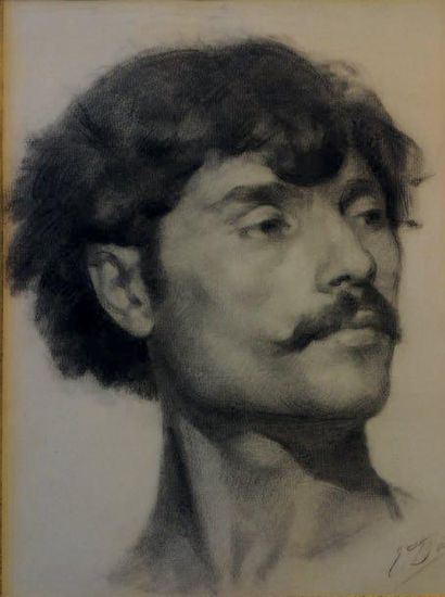 E. DAX, Ecole française début XXème siècle Portrait d'homme Pastel signé en bas à...
