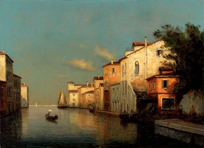 Léon BRARD (1830-1902) Canal à Venise Huile sur toile signée bas gauche 54 x 73 ...