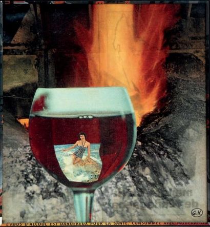 GEORGES HUGNET (1904-1974) Collage surrealiste 1963 26.5 x 27 cm