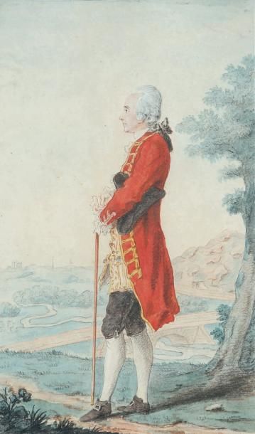 Louis CARROGIS dit CARMONTELLE (Paris 1717 - 1806) Portrait de Monsieur de Mortfontaine...