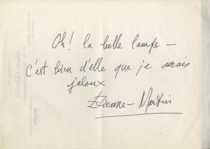 ÉTIENNE-MARTIN (Étienne Martin, dit) Pièce autographe signée. Sans date; 1 page in-4°...