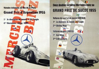 null Lot de 2 Affiches Mercedes-Benz Grand Prix de Suède. 1955. Grand Prix d'Argentine....
