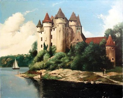 null Château de Val DEHONDI Huile sur Toile, signée/ Oil on Canevas signed B.E. B...