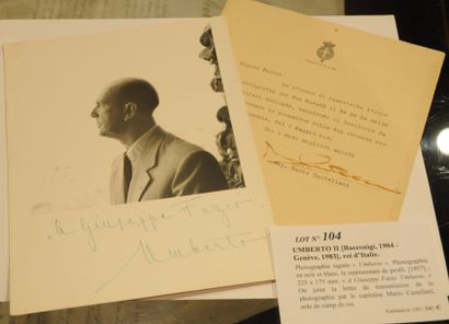 UMBERTO II [Racconigi, 1904 - Genève, 1983] Roi d'Italie. Photographie signée «Umberto»....