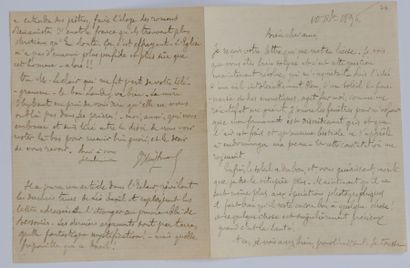 HUYSMANS Joris-Karl Lettre autographe signée. 10 octobre 1896; 4 pages in-4°. «L'idée...