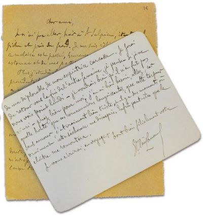 HUYSMANS Joris-Karl Ensemble de 2 lettres autographes signées, adressées à l'abbé...