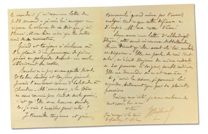 HUYSMANS Joris-Karl Lettre autographe signée. Paris, 18 octobre 1896; 3 pages in-12....
