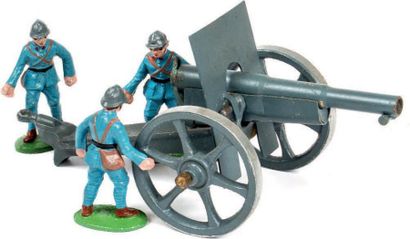 null Artillerie. (1933) Tenue bleue. Canon de 75 avec 3 servants. (4 pièces).