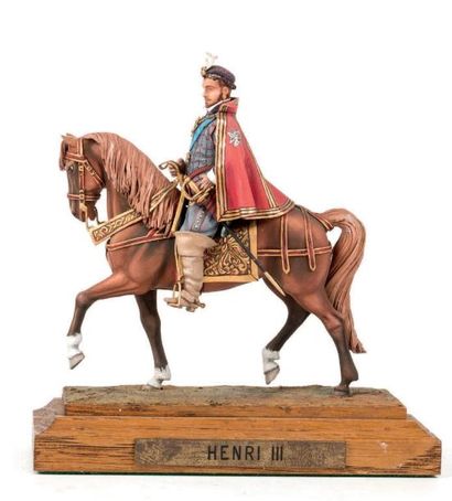 LEIBOVITZ Henri III à cheval. (1 fig.) Signée. Socle bois.
