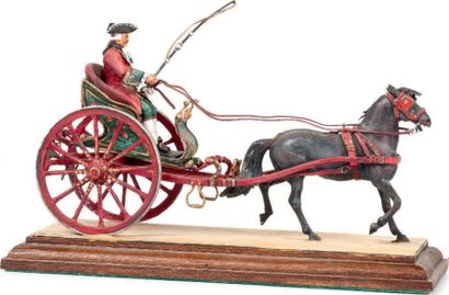 Vanot. (B.) XVIII° siècle. Cabriolet attelé à un cheval. (1 fig.) Signé, socle b...