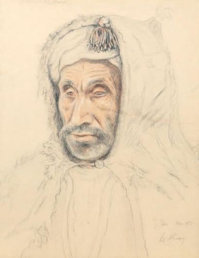 François de HERAIN (1877-1962) Portrait de Mohammed Ben Muserati, 1921. Crayon et...