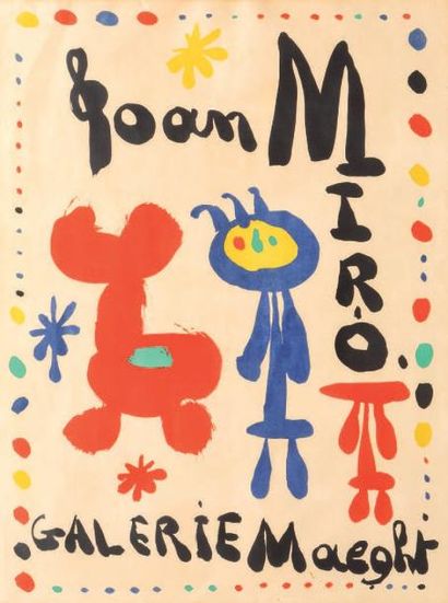 Joan MIRO (1893-1983) Affiche exposition, 1948 Lithographie couleur Dim.: 59 x 44...