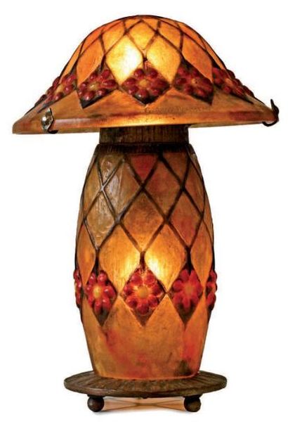 Gabriel ARGY-ROUSSEAU (1885-1953) Lampe modèle « Floréal » (1925). Epreuves en pâte...
