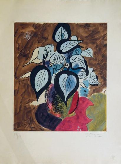 Georges BRAQUE (1882-1963) Bouquet de fleurs. 2 lithographies couleur sur papier...