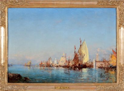 Félix ZIEM (1821-1911) Vue de Venise, circa 1890. Huile sur panneau de bois. Signée...