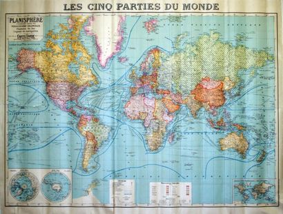 Les Cinq Parties du Monde vers 1900 / Planisphère...