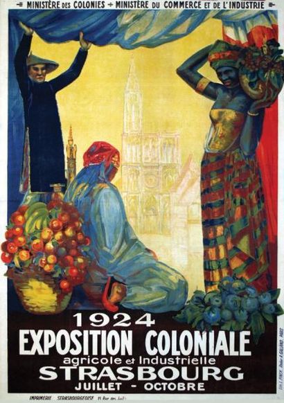 null Exposition Coloniale 1924 - Strasbourg. / Imprimerie Strasbourgeoise Aff. Entoilée....