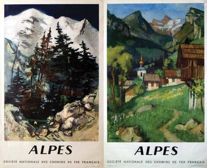null Lot de 2 Alpes 1960 / CAPON / FONTANAROSA / SNCF. 1956. 1960. / Draeger / Hubert...