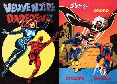 null Lot de 2 Affiches / «La Veuve Noire Daredevil. 1977. Strange Ororo. Cyclope....